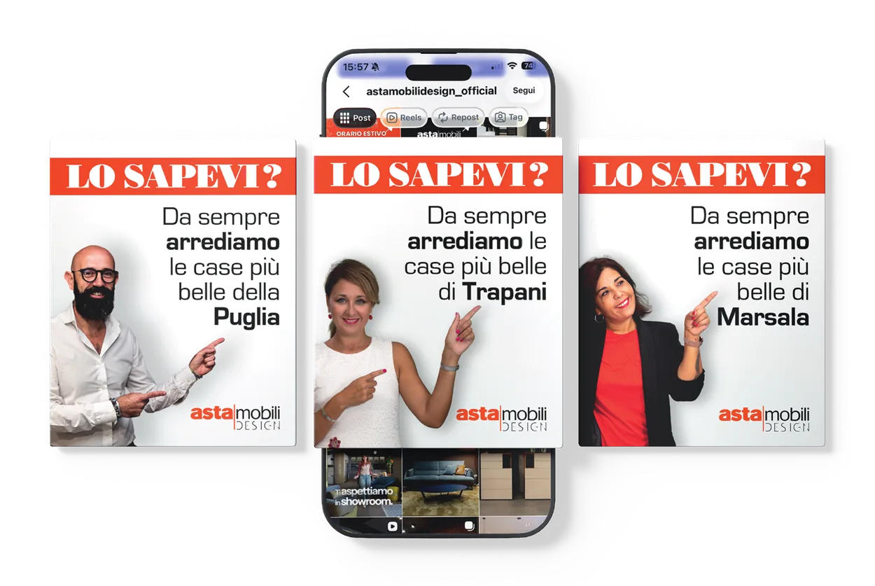 Campagna social Asta Mobili Design «Lo sapevi?» con i volti degli arredatori