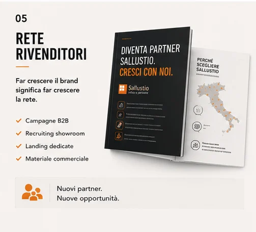 Brochure «Diventa partner Sallustio» per il recruiting dei rivenditori
